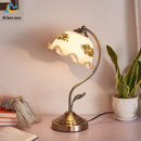 Antique brass glass flower led desk lamp bedroom table light