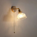 Antique brass glass rotate copper wall sconce bedroom pull chain light