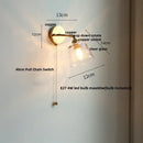 Antique brass glass rotate copper wall sconce bedroom pull chain light