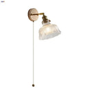 Antique brass glass rotate copper wall sconce bedroom pull chain light
