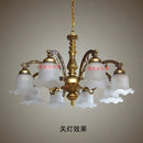 Antique brass glass shade ceiling chandelier for dining room