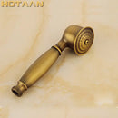 Antique brass hand shower set with wood grip – bathroom shower head