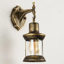 Antique brass industrial glass wall lamp bedroom lantern sconce