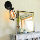 Antique brass industrial wall lamp bedroom wire cage sconce