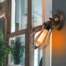 Antique brass industrial wall lamp bedroom wire cage sconce