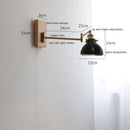Antique brass industrial wall light with clear glass for bedroom