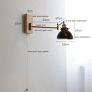 Antique brass industrial wall light with clear glass for bedroom