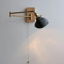 Antique brass industrial wall light with clear glass for bedroom