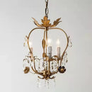 Antique brass iron crystal chandelier bedroom leaf pendant light
