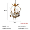 Antique brass iron crystal chandelier with leaf details bedroom light