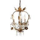 Antique brass iron crystal chandelier with leaf details bedroom light