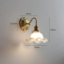 Antique brass pink rose frosted glass wall lamp bedroom sconce