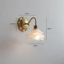 Antique brass pink rose frosted glass wall lamp bedroom sconce