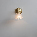 Antique brass pink rose frosted glass wall lamp bedroom sconce