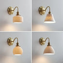 Antique brass ribbed glass wall lights bedroom ceramic led wall