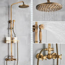 Antique brass shower set with ceramic hand sprayer bathroom fixture