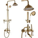 Antique brass shower set with ceramic hand sprayer bathroom fixture