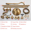 Antique brass shower set with ceramic hand sprayer bathroom fixture