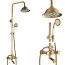 Antique brass shower set with ceramic hand sprayer bathroom fixture