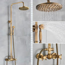 Antique brass shower set with ceramic hand sprayer bathroom fixture