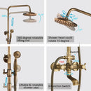 Antique brass shower set with ceramic hand sprayer bathroom fixture