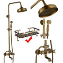 Antique brass shower set with ceramic hand sprayer bathroom fixture