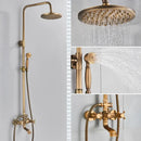 Antique brass shower set with ceramic hand sprayer bathroom fixture