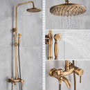 Antique brass shower set with ceramic hand sprayer bathroom fixture