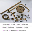 Antique brass shower set with rainhead and handshower – bathroom