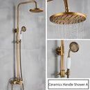 Antique brass shower set with rainhead and handshower – bathroom