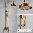 Antique brass shower set with rainhead and handshower – bathroom