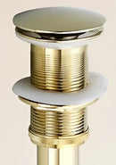 Antique brass sink drain with white rubber seal – bathroom waste