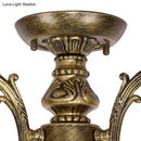 Antique brass stained glass bell ceiling light bedroom fixture