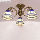 Antique brass stained glass bell ceiling light bedroom fixture
