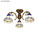 Antique brass stained glass bell ceiling light bedroom fixture