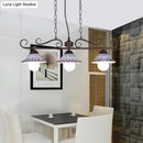 Antique bronze 3 light island pendant lamp kitchen scalloped ceramic shade