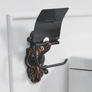 Antique bronze and black toilet paper holder bathroom shelf