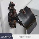 Antique bronze and black toilet paper holder bathroom shelf