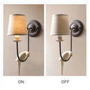 Antique bronze and cream ceramic bird wall lamp bedroom sconce
