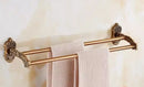 DecorBites™ Bronze Carved Bath Accessories Set: Shelf, Towel Rack, Paper Holder, Toilet Brush Holder