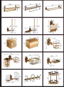 DecorBites™ Bronze Carved Bath Accessories Set: Shelf, Towel Rack, Paper Holder, Toilet Brush Holder
