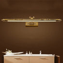 Antique bronze carved led vanity light bedroom floral wall lamp