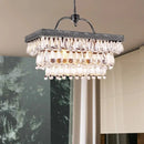 Antique bronze clear crystal rectangular chandelier dining room light