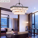 Antique bronze clear crystal rectangular chandelier dining room light
