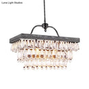Antique bronze clear crystal rectangular chandelier dining room light