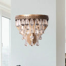 Antique bronze countryside crystal teardrop wall sconce bedroom light