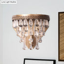 Antique bronze countryside crystal teardrop wall sconce bedroom light