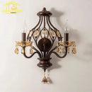 Antique bronze crystal candle wall lamp for living room bedroom