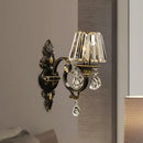 DecorBites™ Modern Hand-Cut Crystal Wall Sconce in Black & Gold