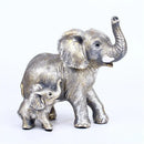 Antique bronze elephant family figurine living room ornament